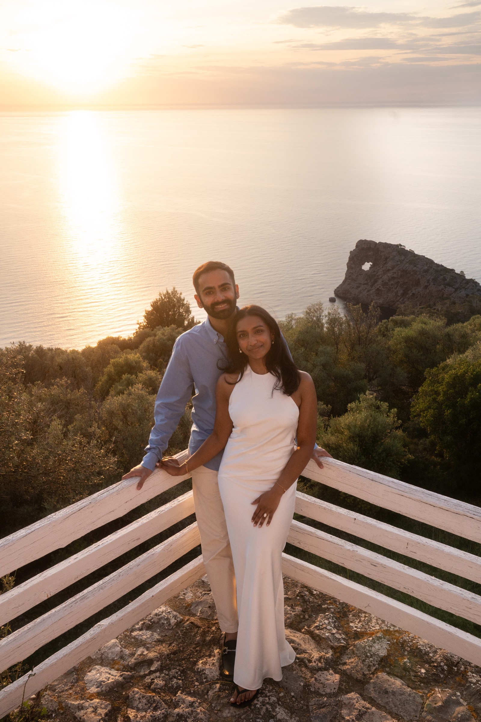 Shreya and Bharat at sunset by the sea